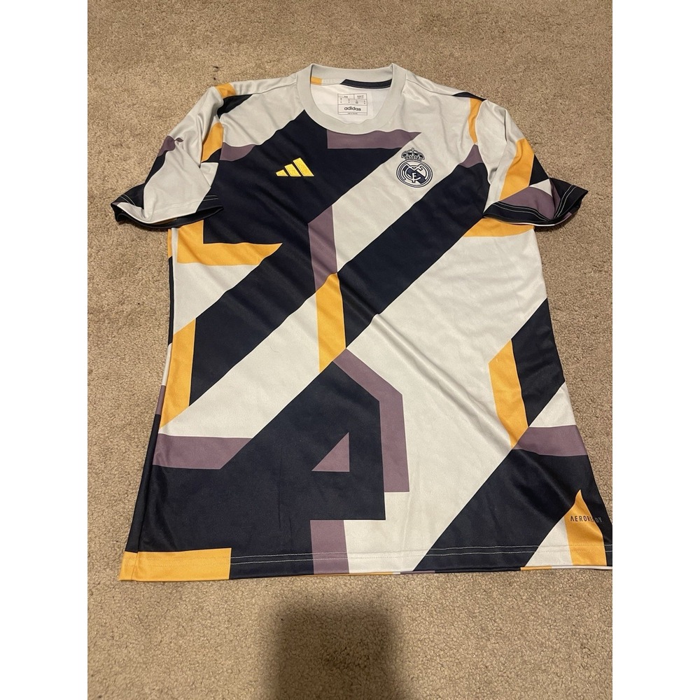 Adidas Real Madrid Pre Match Soccer Jersey Kit Medium Slim Grey Football